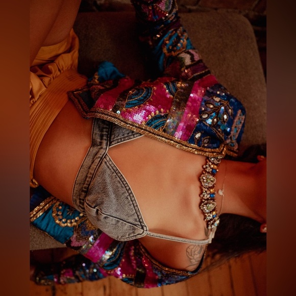 NWT Ser.o.ya Addlyn Blue denim bra bralette Sorrento sz Medium - Picture 10 of 15